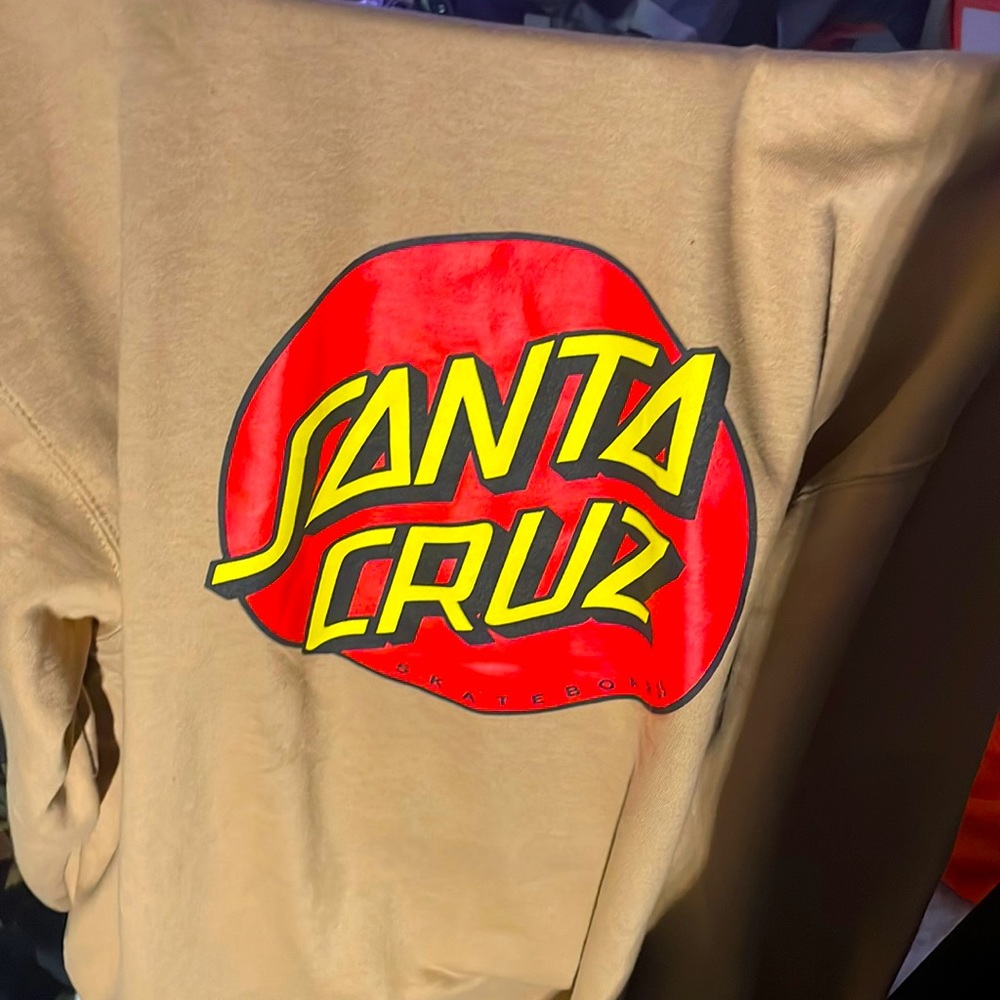 Santa Cruz Classic Dot Tan Brown Zip Hoodie